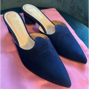 French Sole FS/NY Suede Navy Mule